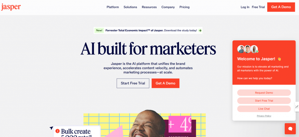 واجهة Jasper AI الحالية في 2025